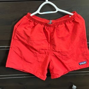 Men’s Patagonia baggies swim shorts in size small in color red.